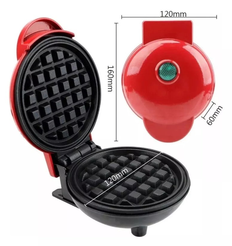 Mini Wafflera Eléctrica Roja – Compacta, Rápida y Multifuncional