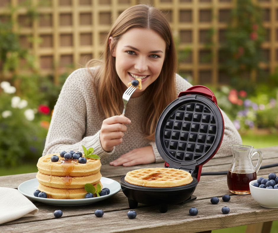 Mini Wafflera Eléctrica Roja – Compacta, Rápida y Multifuncional