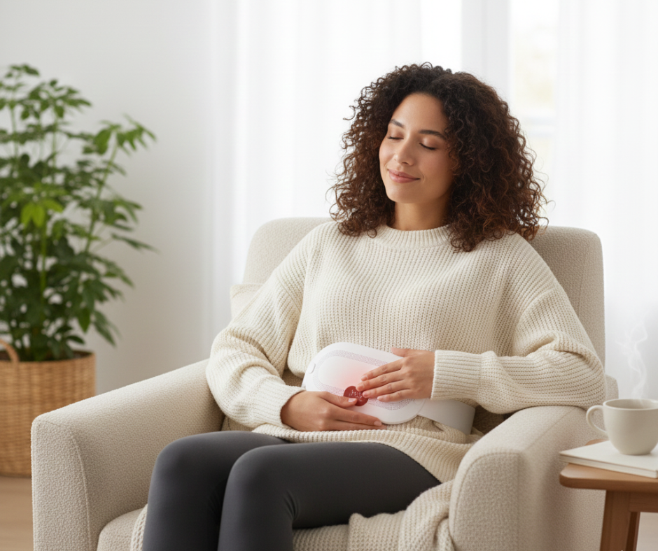 Guatero Calentador Menstrual Eléctrico – Cargador Tipo C + Masajeador