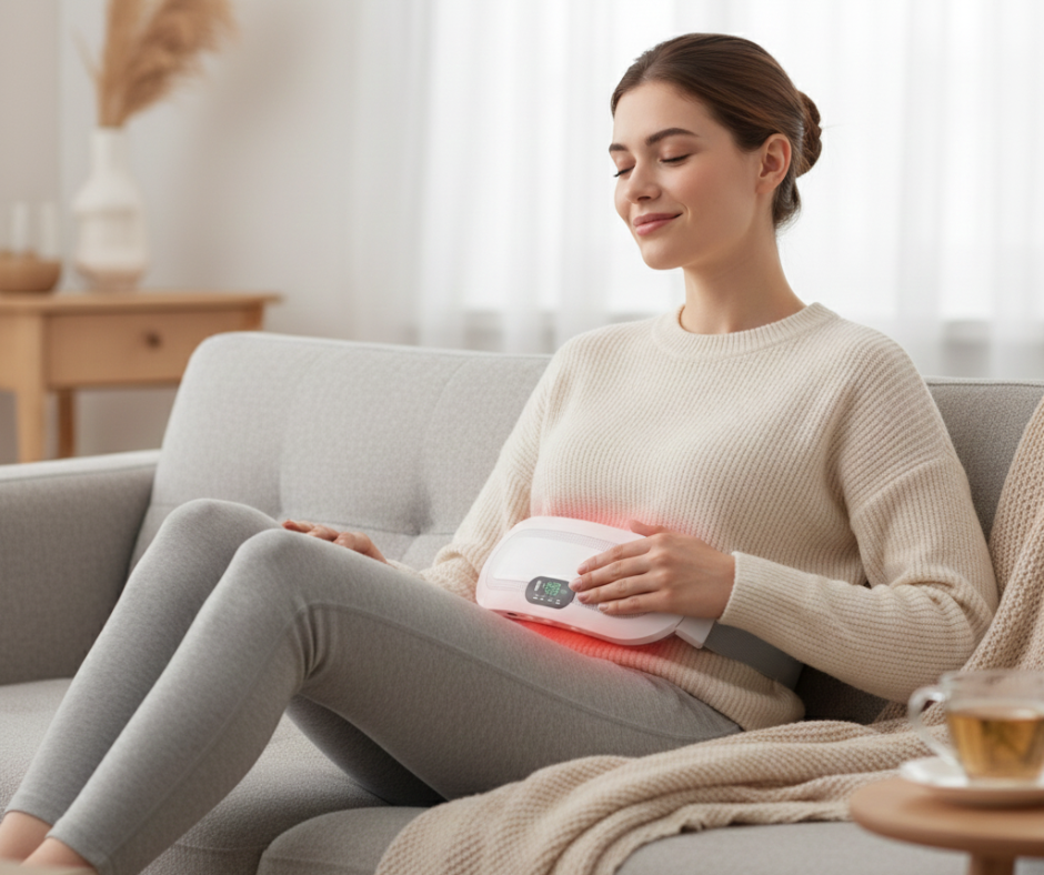 Guatero Calentador Menstrual Eléctrico – Cargador Tipo C + Masajeador