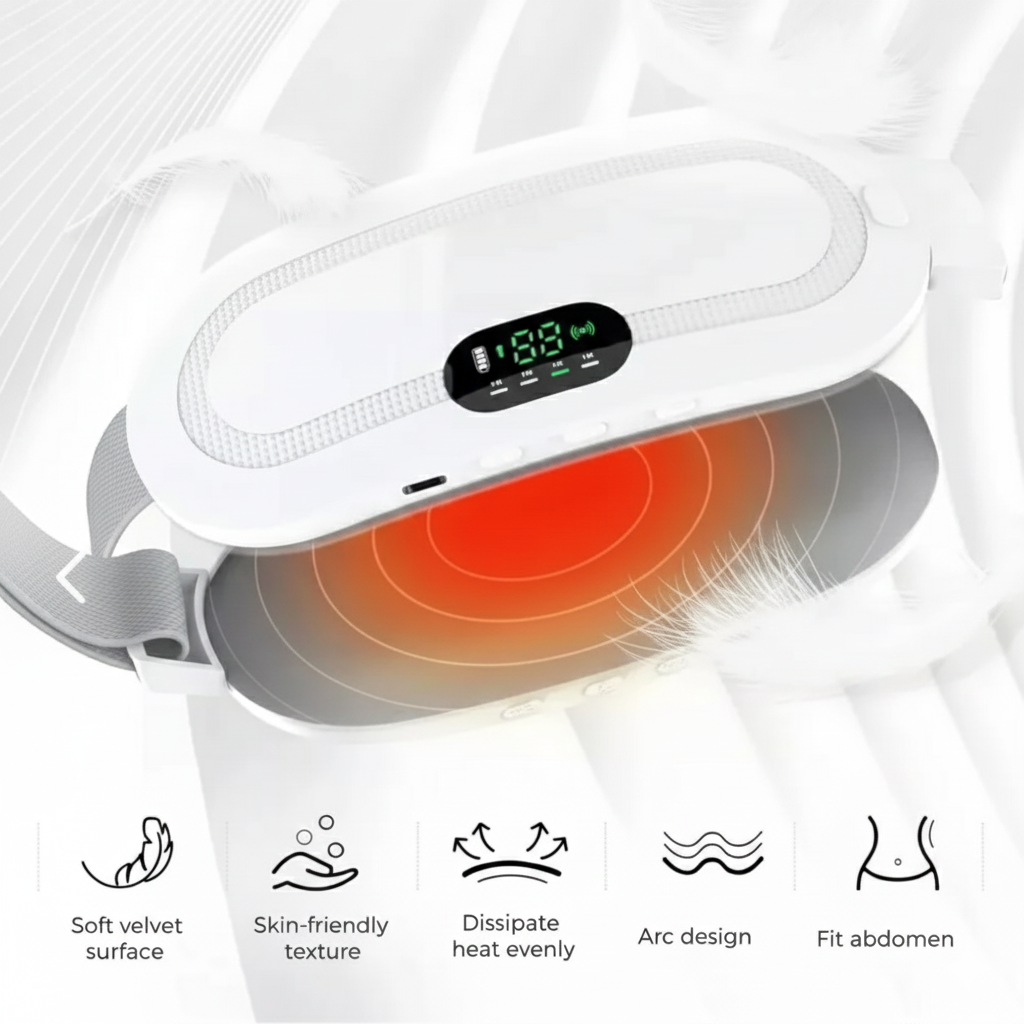 Guatero Calentador Menstrual Eléctrico – Cargador Tipo C + Masajeador